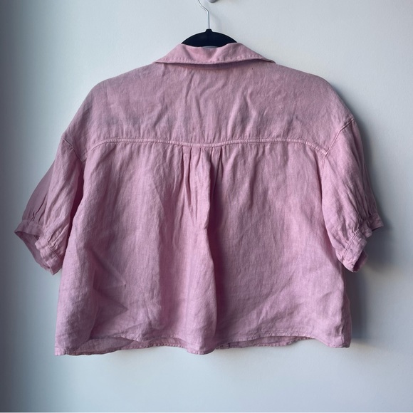 CROPPED LINEN SHIRT BUTTON DOWN - Picture 3 of 5